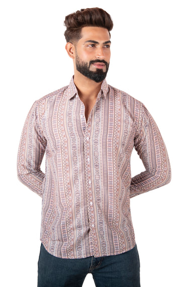 Rorrom Premium Printed Shirt - Beige Mosaic
