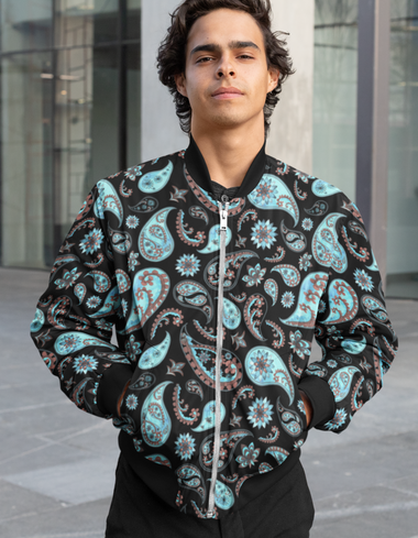 Rorrom High-Style Bomber Jacket - Blue Paisley