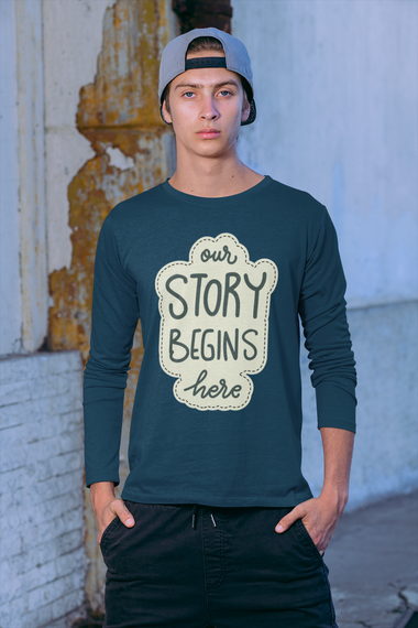 Rorrom Full-On Navy Blue T-shirt - Our Story Begins Here