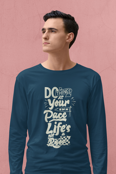 Rorrom Full-On Navy Blue T-shirt - Do Things at Your Pace!