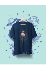 Rorrom Offbeat Navy Blue T-shirt - Flamingo