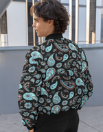 Rorrom High-Style Bomber Jacket - Blue Paisley