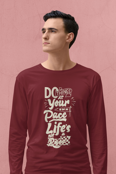 Rorrom Full-On Maroon T-shirt - Do Things at Your Pace!