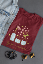 Rorrom Offbeat Maroon T-shirt - Happiness