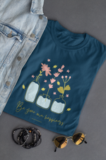 Rorrom Offbeat Navy Blue T-shirt - Happiness