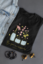 Rorrom Offbeat Black T-shirt - Happiness