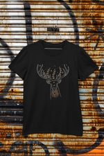 Rorrom Abstract Black T-shirt - Reindeer