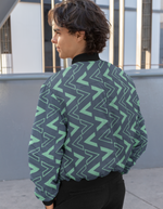 Rorrom High-Style Bomber Jacket - Green Mosaic