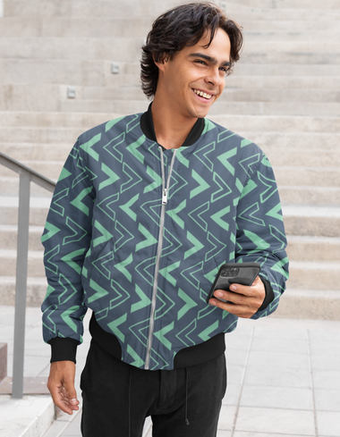 Rorrom High-Style Bomber Jacket - Green Mosaic
