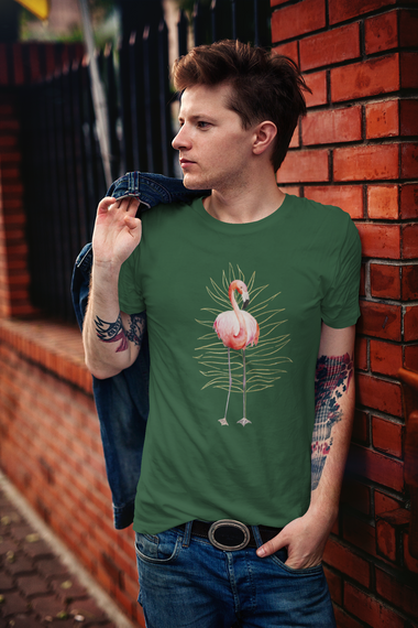 Rorrom Offbeat Green T-shirt - Flamingo