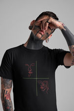 Rorrom Abstract Black T-shirt - Faces